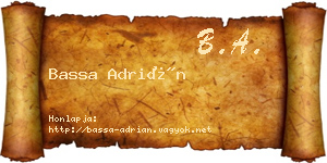 Bassa Adrián névjegykártya